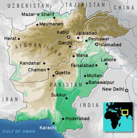 Regional Map of the Afghani-Pakistani border