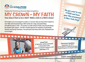 Sikh Coalition Diversity Video Competition 2012 Flyer
